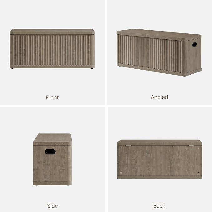 SICOTAS Storage Bench 40.2" Wide Shoe Bench with Lift Top Large Wooden Storage Chest Trunk Modern Blanket Chest with 2 Safety Hinges & Seating for Bedroom Entryway Living Room Hallway