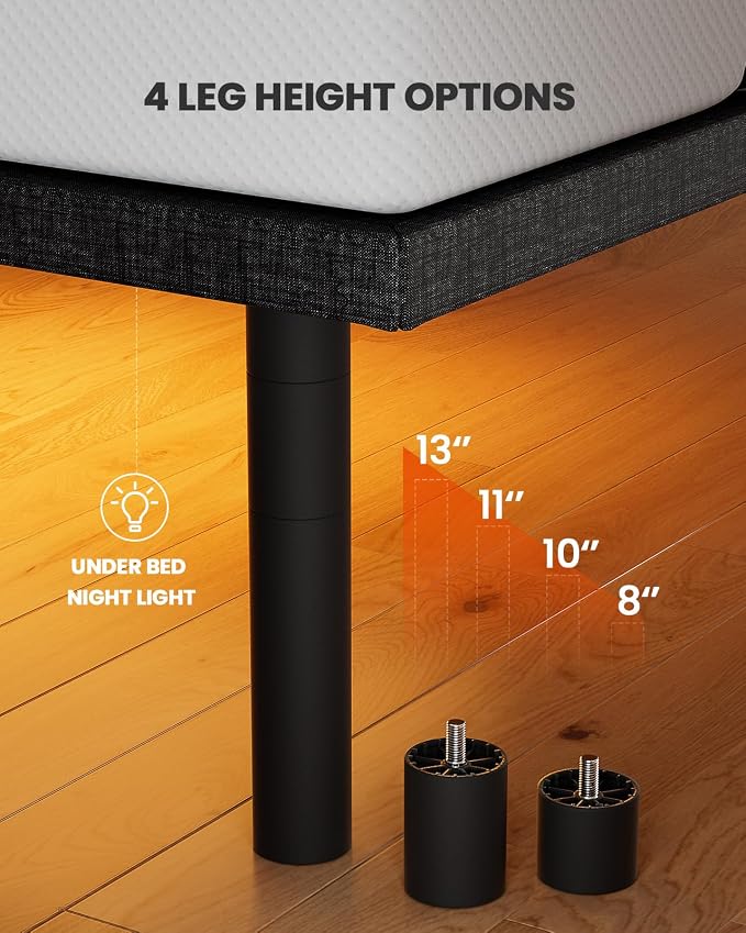 Amada Full Adjustable Bed Frame, Electric Base with Wireless Remote, 4 USB Ports, LED Night Light, Head & Foot Incline, Zero Gravity, Anti-Snore - 01B-F