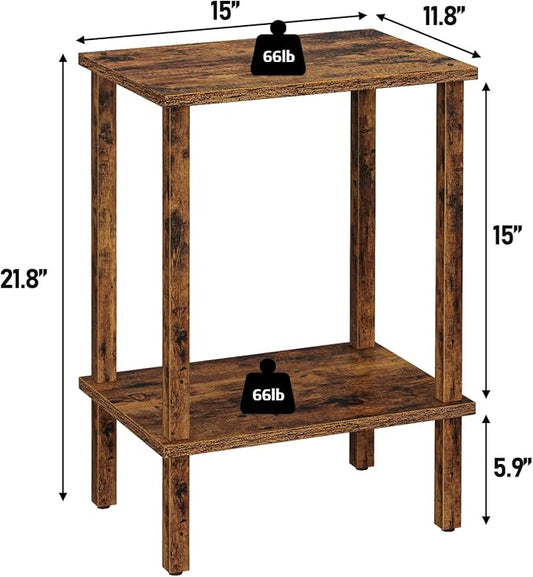 TUTOTAK End Table, Side Table, Nightstand, 2-Tier Storage Shelf, Sofa Side Table for Small Space, Living Room, Bed Room, Brown TB01BB034C