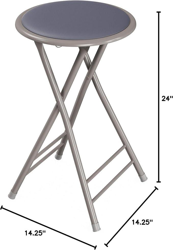Lavish Home Folding Stool - Set of 2 Counter Height Bar Stools – 24-Inch Backless Folding Chairs with 225lb Capacity for Kitchen, Rec Room, or Game Room (Gray)