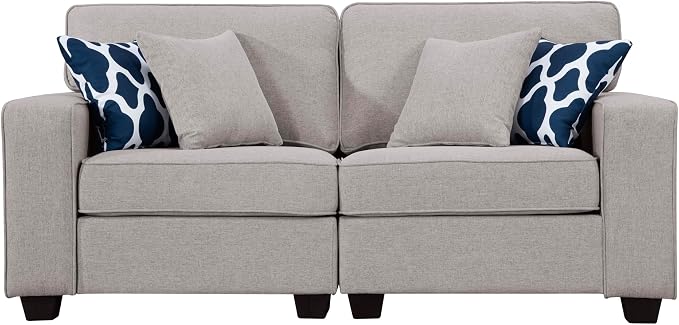 Legend Vansen Oversized Modular Sectional Sofa,U/L‑Shaped Reversible Couch with Ottoman,Deep Seat Plush Polyester Sofa for Living Room,6‑Seater,Light Grey