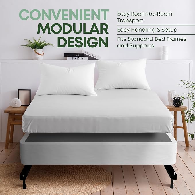 Greaton, 8” Full Size Box Spring Only for Full Size Bed – Amish-Made in the USA – Solid Wood Mattress Foundation with Stable & Quiet Support – Flat-Packed & Easy Assembly – White