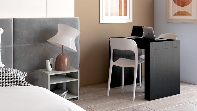 Mobili Fiver, Evolution Desk 35.4 x 23.6 in, Ashwood Black with One Leg, Made in Italy
