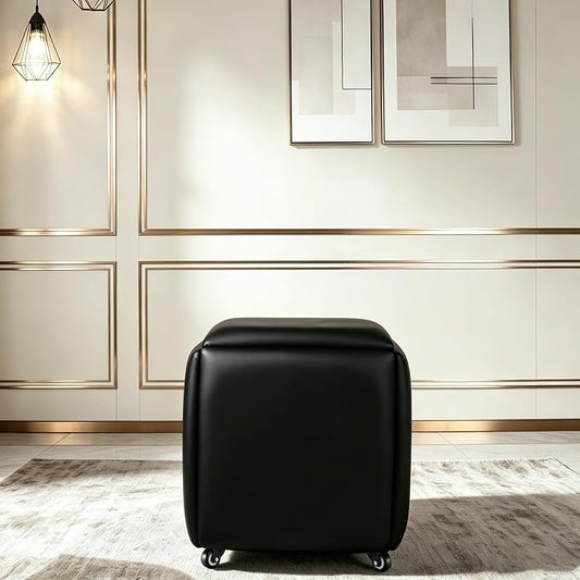 5 in 1 Nesting Ottoman Cube Chair, Stackable Stools, Leather Square Ottoman Bench, Foot Stool with Wheels for Living Room,Dining Room 15.75x15.75x16.54 inches