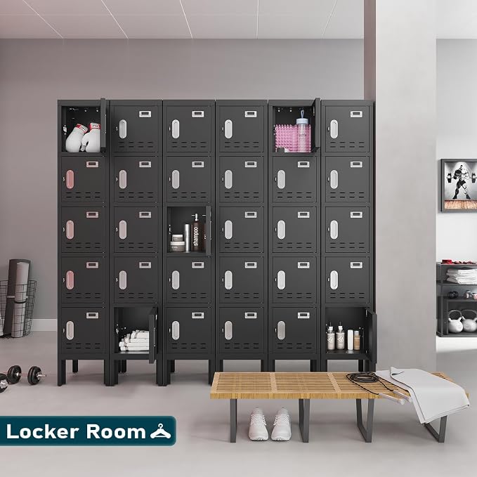 BUTISOW Metal Lockers - 66" Height Steel Lockers for Employees with Door Storage Locker with Card Slot for Employees Gym School Home Office Garage - Assembly Required