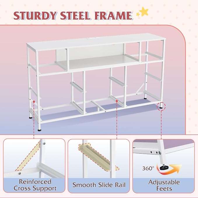 WLIVE Purple Dresser TV Stand for 45, 50, 55 inch TV, Entertainment Center with LED Lights & Charging Station, Chest of Drawers with 8 Fabric Drawers and Open Shelves for Living Room, Hallway