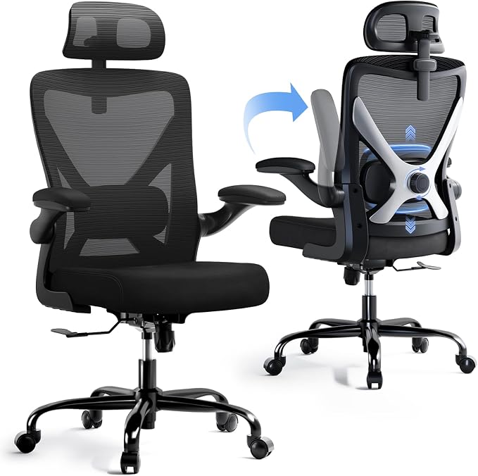Ergonomic Office Chair - X-Shaped Computer Desk Chair Comfy, Gaming Chair, Office Chair with Lumbar Support, Mesh Office Chairs with Headrests, Desk Chair for Long Hours, Black Silver, Pack of 8