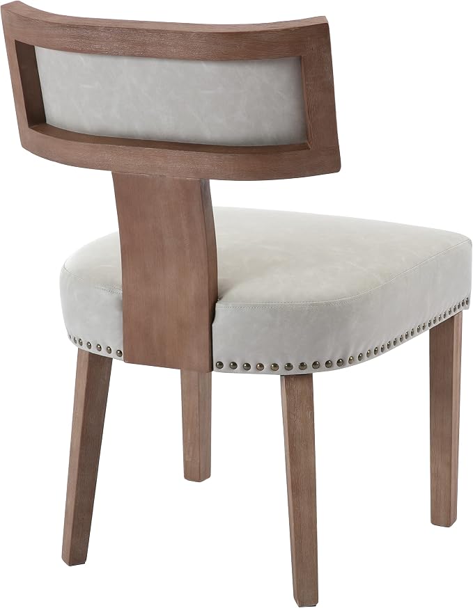 RIVOVA Mid Century Modern Dining Chairs Set of 6 PU Leather Upholstered Kitchen Side Chairs with Nailhead Trim, Modern Kitchen Armless Solid Wood Dining Chairs, Grey