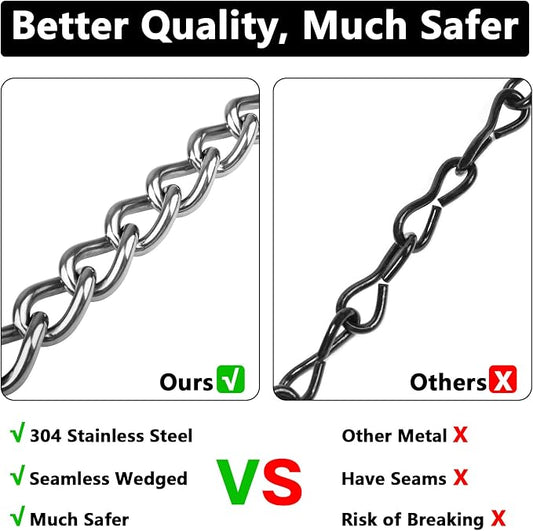 Heavy Duty Hammock Chains with 4 Carabiners - Stainless Steel Hammock Chair Hardware for Indoor/Outdoor Use, 1500 LB Capacity(2 Sets)