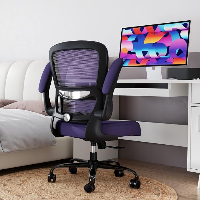 Office Chair - Ergonomic Desk Chair with Adjustable Lumbar Support, Mesh Computer Chair, Executive Chair for Home Office Comfortable Lumbar Support (Violet)