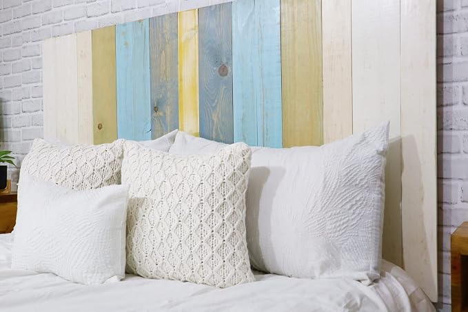 Barn Walls Sunrise Mix Signature Design, Multicolored Solid Wood Headboard, Floating Panels, Wall Mount, Adjustable Height, Easy Assembly Twin Size