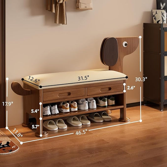 Wooden Shoe Storage Bench Cabinet Rack for Entryway Closet, with Upholstered Cushion Seating Organizer Entrance (31.5 inch)