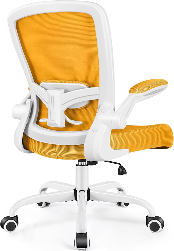 FelixKing Office Chair, Ergonomic Desk Chair Breathable Mesh Chairs Adjustable High Back Lumbar Support Flip-up Armrests, Executive Rolling Swivel Comfy Computer Chairs Home Office Mustard
