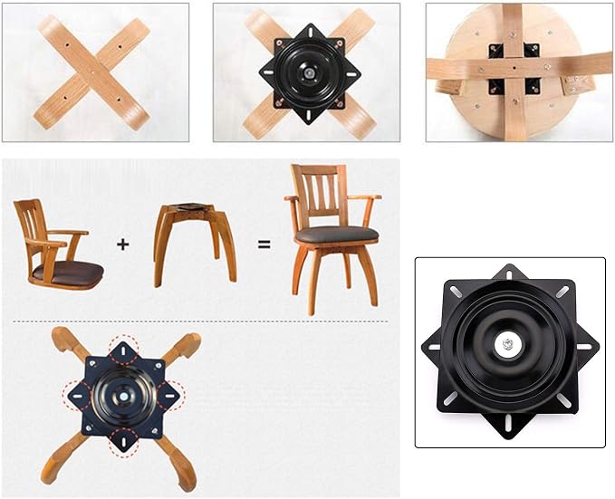 Fasmov 7" Heavy Duty Bar Stool Swivel Replacement Seat Swivel Base Bar Stool Swivel Plate, Black
