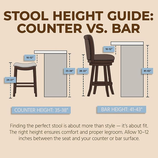 ROME + OAK Set of 2 Parker 26 Inch Counter Stool, Backless Saddle Kitchen Barstool in Natural Finish with Cream Fabric Upholstery Cushion Seat