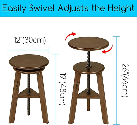 MEEDEN Walnut Drafting Stool with Solid Beech Wood, Height Adjustable Artist Studio Stool, Bar Stool, Office & Kitchen Stool, Perfect for Studio, Home Use, Bars