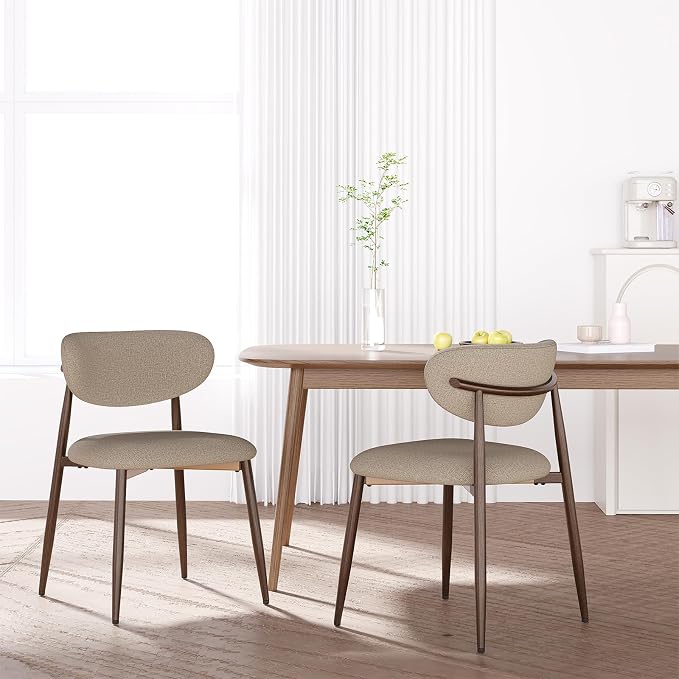 MALOL Upholstered Dining Chairs Set of 4, Curved Back Kitchen Chairs with Metal Legs and Anti Slip Pads, Dining Room Chair for Home and Restaurant, Camel