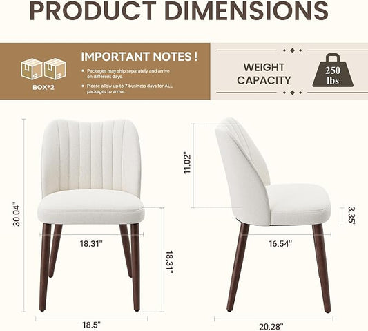 Upholstered Dining Chairs Set of 4, Modern Fabric Dining Chairs with Curved Backrest & Solid Rubber Wood Legs, Padded Kitchen Dining Room Chairs for Restaurant Cafe, Beige