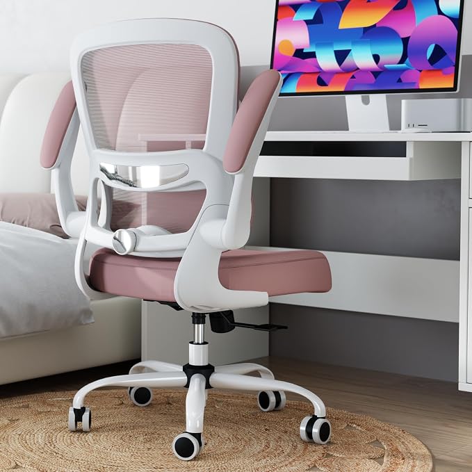 TRALT Office Chair - Ergonomic Desk Chair with Adjustable Lumbar Support, Mesh Computer Chair, Executive Chairs for Home Office Comfortable Lumbar Support (Pink)