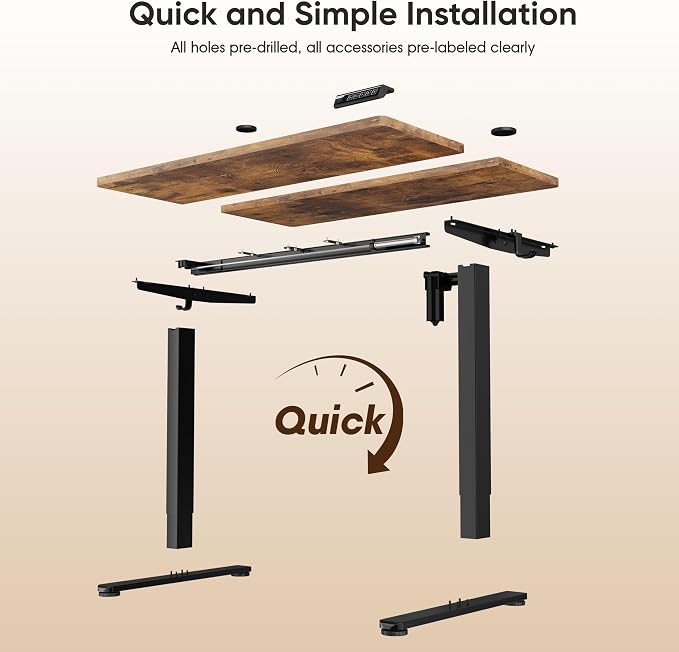 Monomi Standing Desk, 39.4'' Small Sit Stand up Rising Desks Height Adjustable Electric Standing Desk with 3 Memory Setting, Ergonomic Home Office Computer Desk Workstation, Rustic Brown