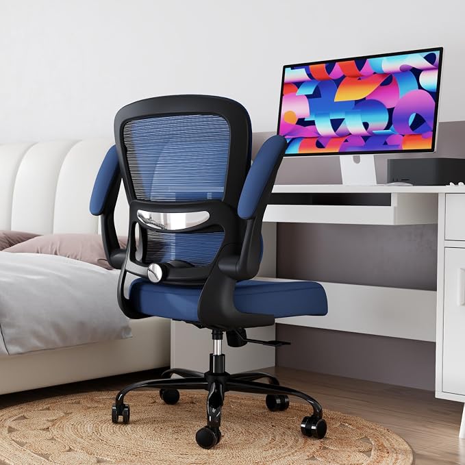 TRALT Office Chair - Ergonomic Desk Chair with Adjustable Lumbar Support, Mesh Computer Chair, Executive Chairs for Home Office Comfortable Lumbar Support (Deep Blue)
