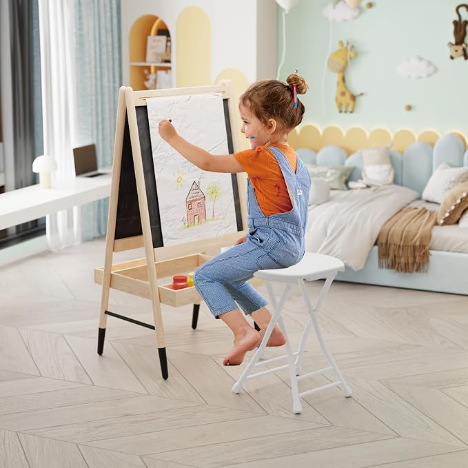 Folding Stool, 18 Inch Foldable Stool with Handle & Steel Frame, Pack of 8 Folding Bar Stools, 440lbs Sturdy Foldable Lightweight Metal Chair for Camping, Indoor and Outdoor, White