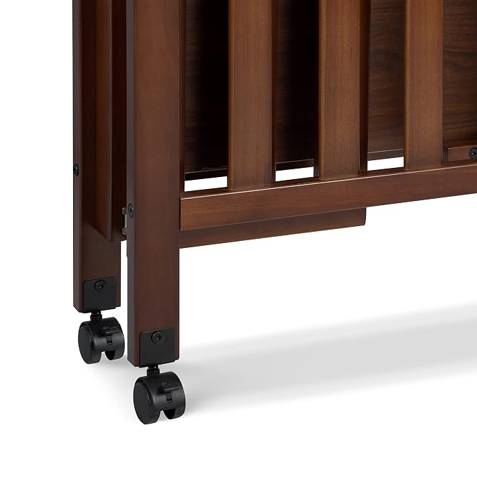 Davinci Dylan 3-in-1 Convertible Portable Mini Crib, Espresso | GREENGUARD Gold Certified - Folding Baby Crib With Wheels, 4 Adjustable Mattress Heights, Conversion Kit Sold Separately