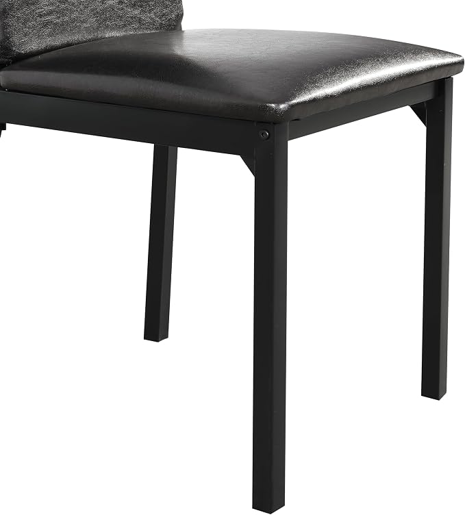 Roundhill Furniture 5 Piece Citico Metal Dinette Set with Laminated Faux Marble Top, White Table with Black Chairs