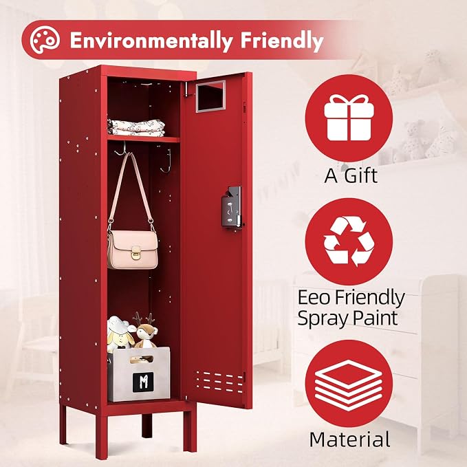 BUTISOW Metal Kids Locker,Metal Cabinet Storage Lockers,Lockable for Employees with Door,54" Height Steel Locker,Lockable Steel Locker for Children's Room, Playroom, School,Gym