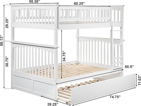 AFI, Columbia Ladder Bunk Bed Full Over Full with Full Trundle, White
