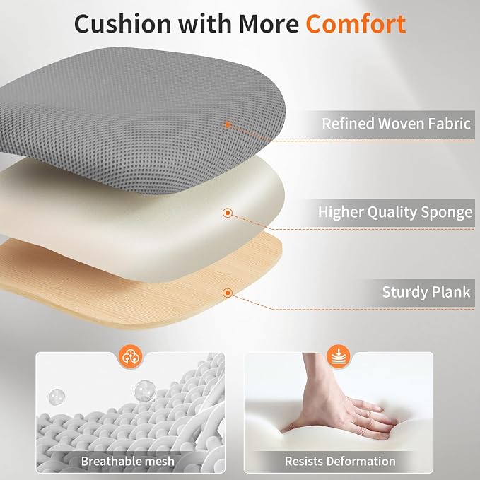 BestOffice Office Chair Ergonomic Cheap Desk Chair Mesh Computer Chair Lumbar Support Modern Executive Adjustable Stool Rolling Swivel Chair for Back Pain (Grey)