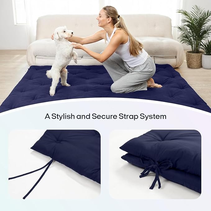 Syrinx Water Resistant Japanese Futon Mattress, King Size 80"x76", 2.5 Inch Thick Japanese Floor Mattress Tatami Mat, Foldable Floor Bed Sleeping Pad for Dormitory Guest Room Camping