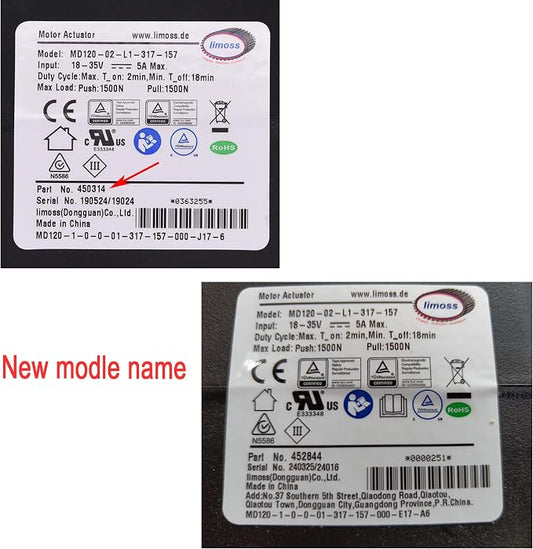 Fromann Limoss 450314 452844 MD120-02-L1-317-157 for Power Recliner Lift Chairs Seat Bed Motor Actuator Replacement