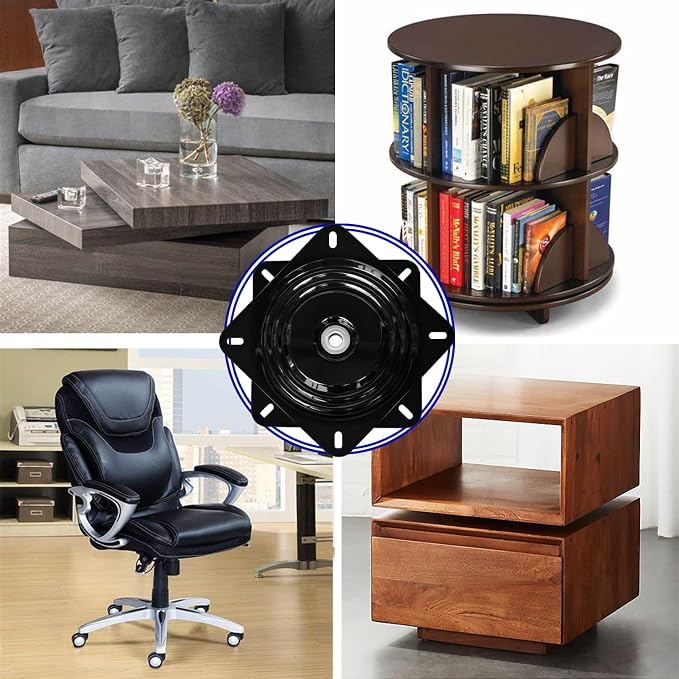 12Inch Bar Stool Swivel Plate Heavy Duty, Chair Swivel Base with Solid Ring of Ball Bearings, 1000lbs Capacity Replacement Swivel Seat Parts Lazy Susan Hardware for Barstools Recliner Chair Boat