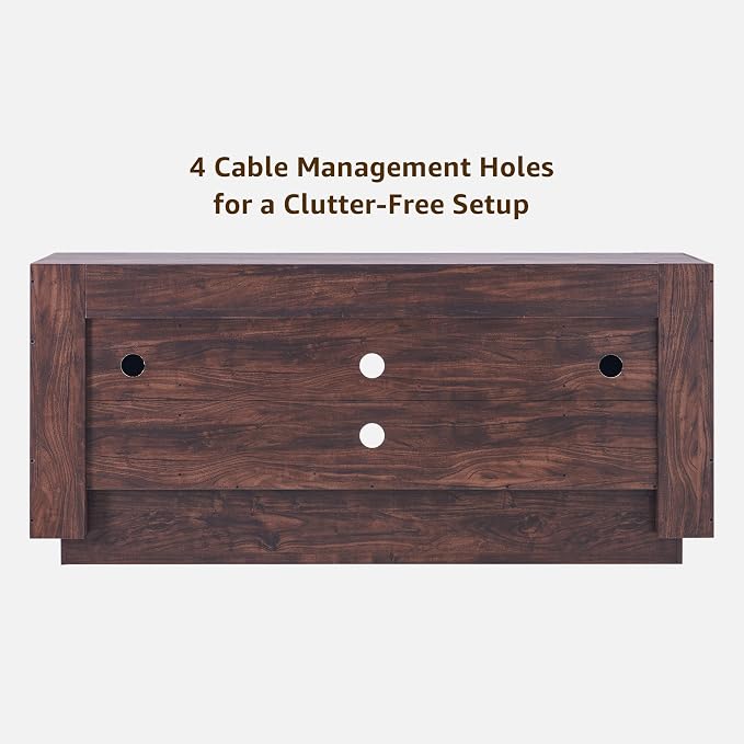 OKD Modern 70" TV Stand, Entertainment Center for TVs Up to 80", Media Console with Large Open Storage & Side Cabinets, Thick Wood Design for Living Room, Dark Walnut