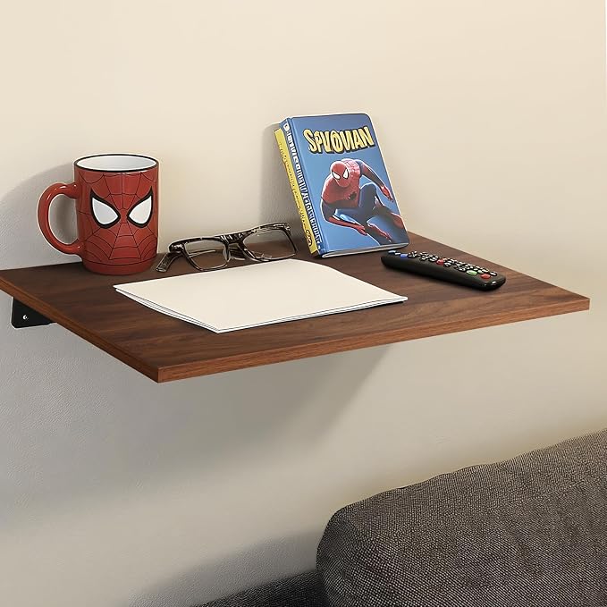 Kaboon Universal Tabletop 36"x20", Solid One-Piece Melamine Table Top, Double L-Desk Floating Desk DIY, Home and Office,Dark Walnut