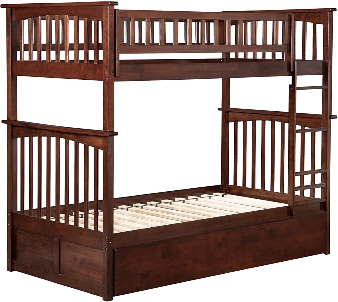 AFI, Columbia Twin Over Twin Ladder Bunk Bed with Storage Drawers, Walnut