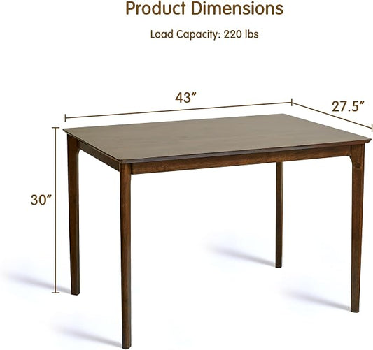 HOMYZOO Small Dining Table, 43 Inch Rectangular Solid Wood Kitchen Table for Small Space, Easy Assembly, Dining Room Table for Home, Apartment, Office, Oak