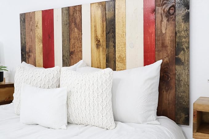 Barn Walls Fall Mix Signature Design, Multicolored Solid Wood Headboard, Floating Panels, Wall Mount, Adjustable Height, Easy Assembly, King Size