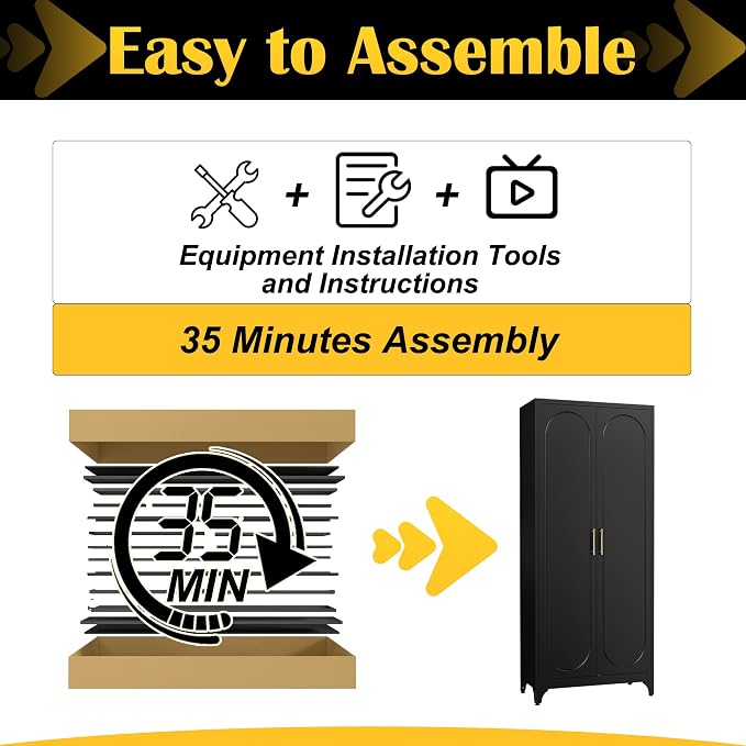 SteeLoong Kitchen Pantry Cabinet,75 Inch Black Metal Storage Cabinet with Door and Adjustable, Tall Pantry Cabinets for Kitchen Storage,Cupboard for Living Room,Dining Room and Bathroom