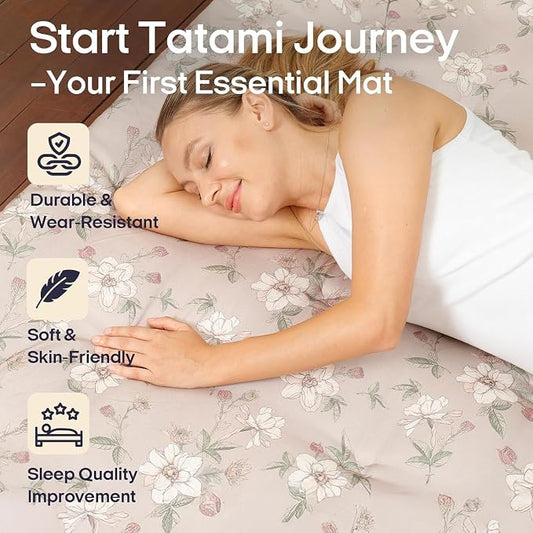 Syrinx Water Resistant Japanese Futon Mattress, Queen Size 80"x60", 2.5 Inch Thick Japanese Floor Mattress Tatami Mat, Foldable Floor Bed Sleeping Pad for Dormitory Guest Room Camping