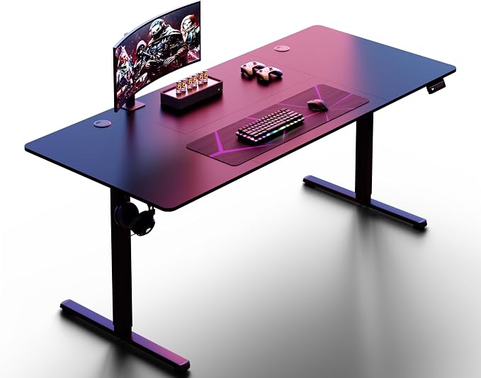Shintenchi Standing Desk, 71x31 Inch Height Adjustable Electric Sit Stand up Desk, Ergonomic Rising Computer Table, Modern Lift Gaming Desk Workstation for Home Office, Black