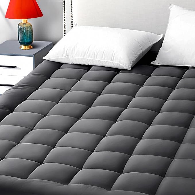 EASELAND Twin XL Mattress Pad Pillow Top Mattress Cover Quilted Fitted Mattress Protector Extra Long Cotton Top 8-21" Deep Pocket Cooling Mattress Topper (39x80 Inches, Dark Grey)