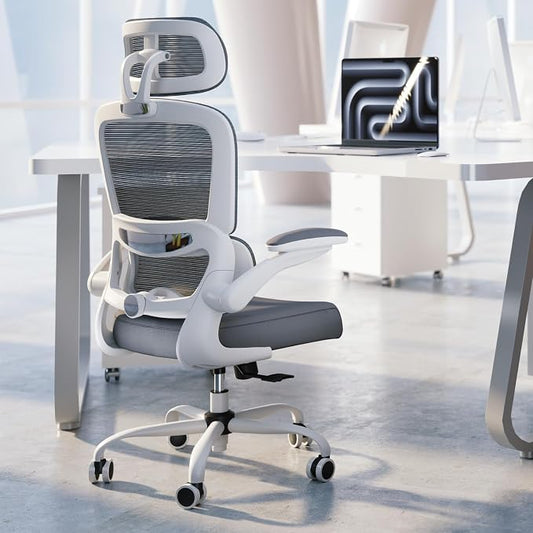 TRALT Office Chair Ergonomic Desk Chair, 330 LBS Home Mesh Office Desk Chairs with Wheels, Comfortable Gaming Chairs White Pack of 8