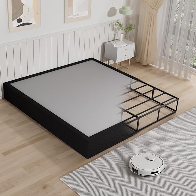 Tyndall 10 Inch King Box Spring, Heavy Duty Metal Box Spring for King Size Bed Mattress Foundation with Fabric Cover, Noise-Free, Non Slip, Easy Assembly