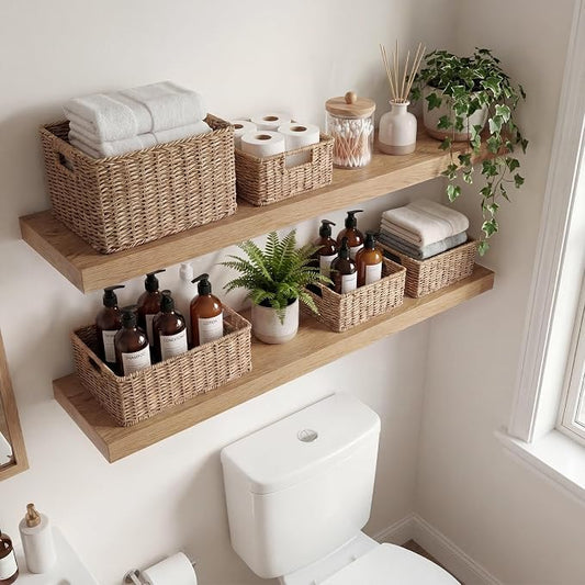 Oak Floating Shelves Set of 2,35.43in Wall Mounted Display Ledge Shelves for Bedroom, Bathroom, Living Room and Kitchen Decoration Storage