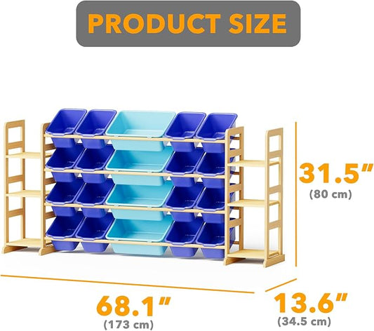 SpaceAid Toy Storage Organizer with 6 Shelves and 20 Bins, Toy Organizers Storage Bookshelf, Kids Bin Shelf Toys Box Bookcase for Bedroom Playroom Organization Room Decor, Blue and Navy Blue