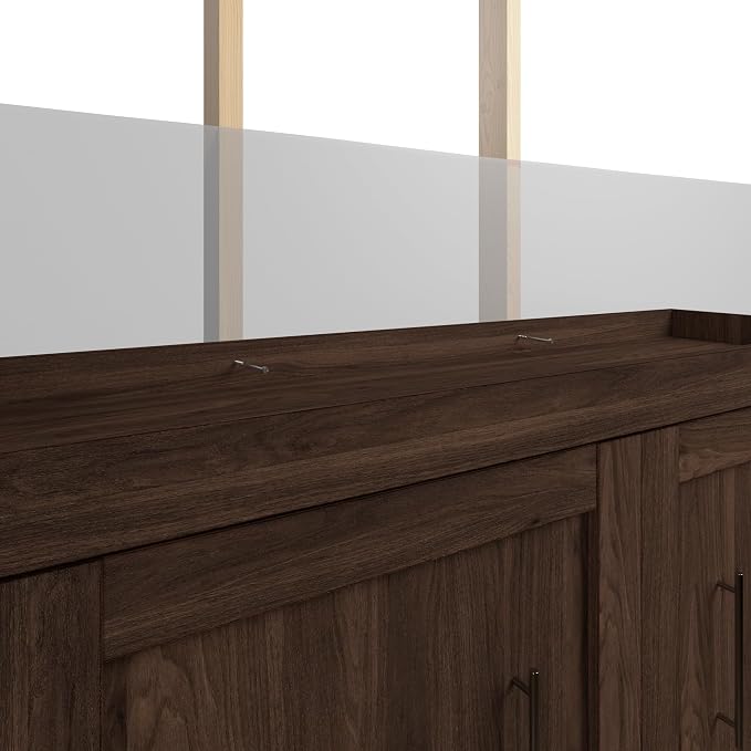 Bestar Pur Queen Size Murphy Bed in Black Walnut, 65-inch Space-Saving Sleeping Arrangement for Multipurpose Area, Bedroom, Guest Room, or Living Room