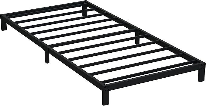 EMODA 6 Inch Twin Bed Frames No Box Spring Needed, Heavy Duty Metal Twin Platform Bed Frame, Noise Free, Easy Assembly, Black