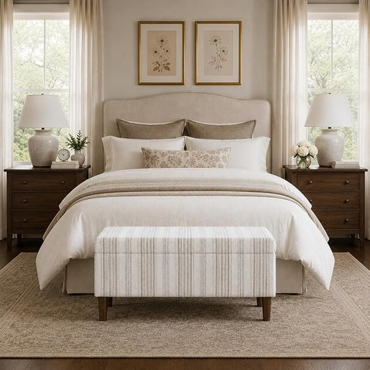 HomePop Malmo 36" Storage Bench - Gray Striped Pattern